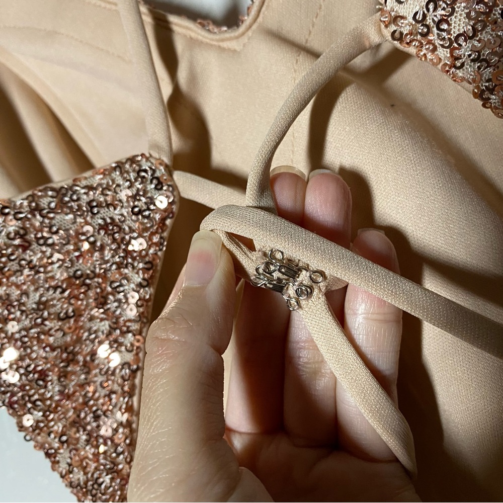 La Femme Sparkling Tan Maxi Dress - Picture 8 of 16
